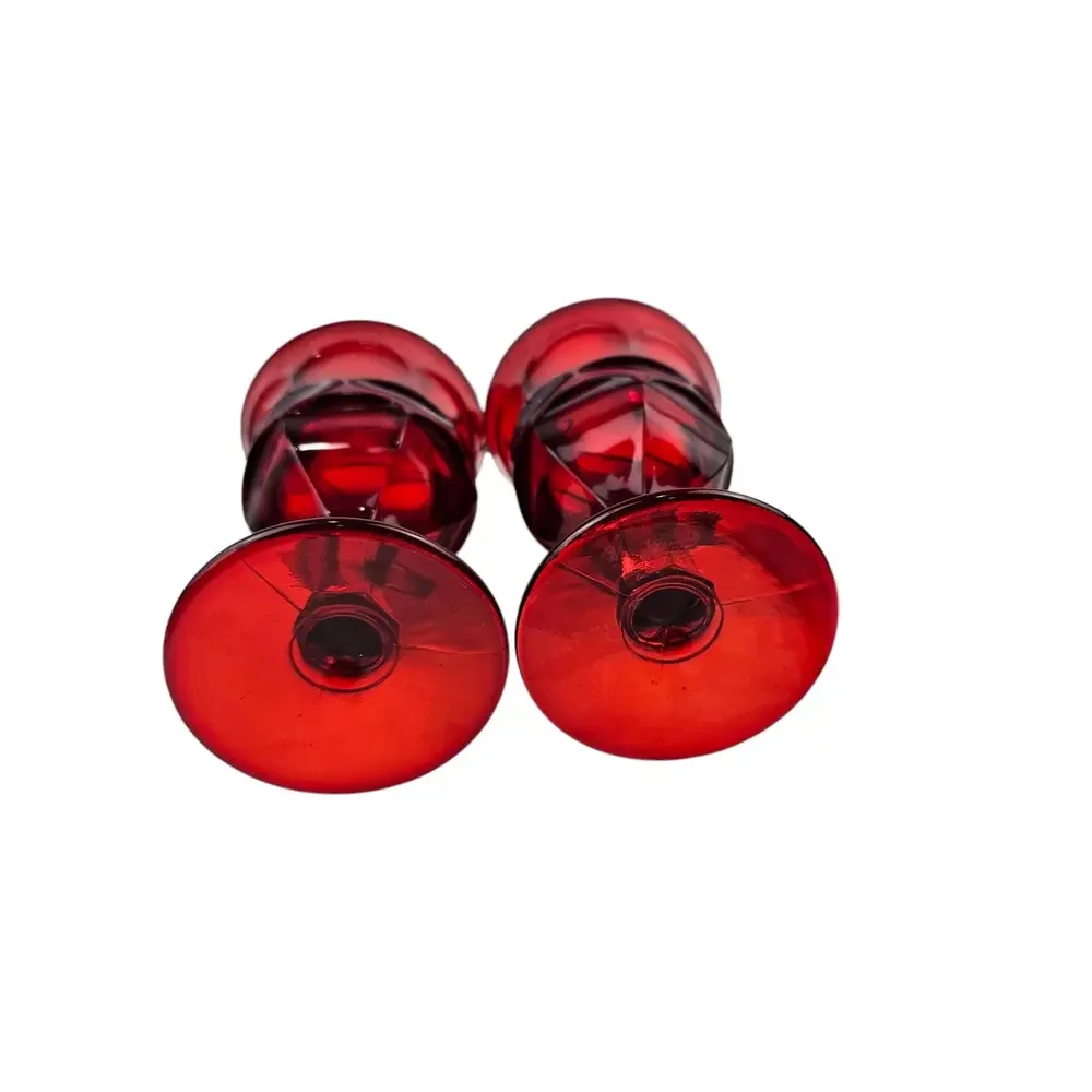 Vintage Fostoria Argus Ruby Red Wine Glasses 6